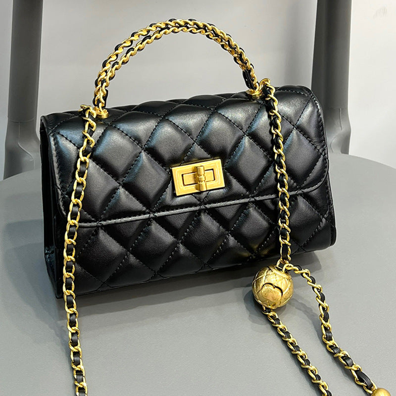 Women's Texture Metal Chain Detachable Strap Retro Shoulder Bags