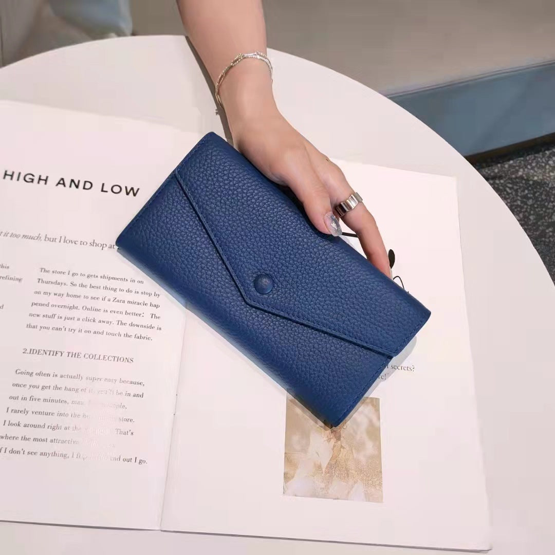 Trendy Attractive Cowhide Multiple Slots Zipper Handbags