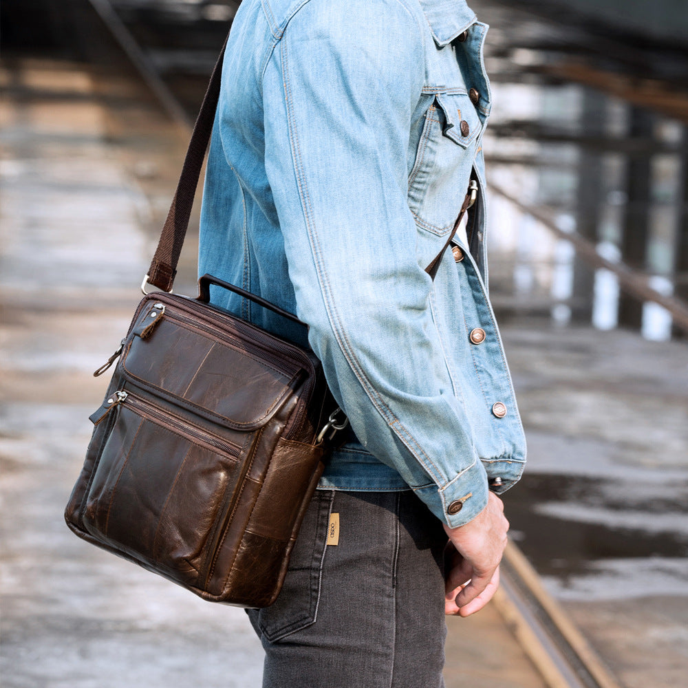Men's Leather Crazy Horse Business Large Capacity Men's Messenger Bags