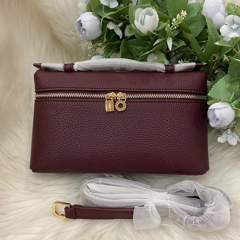 Women's Portable Box Lychee Pattern Simple Lunch Small Square Bags