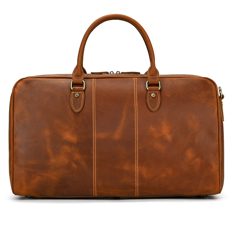 Men's Retro Crazy Horse Leather Large Capacity Travel Bags