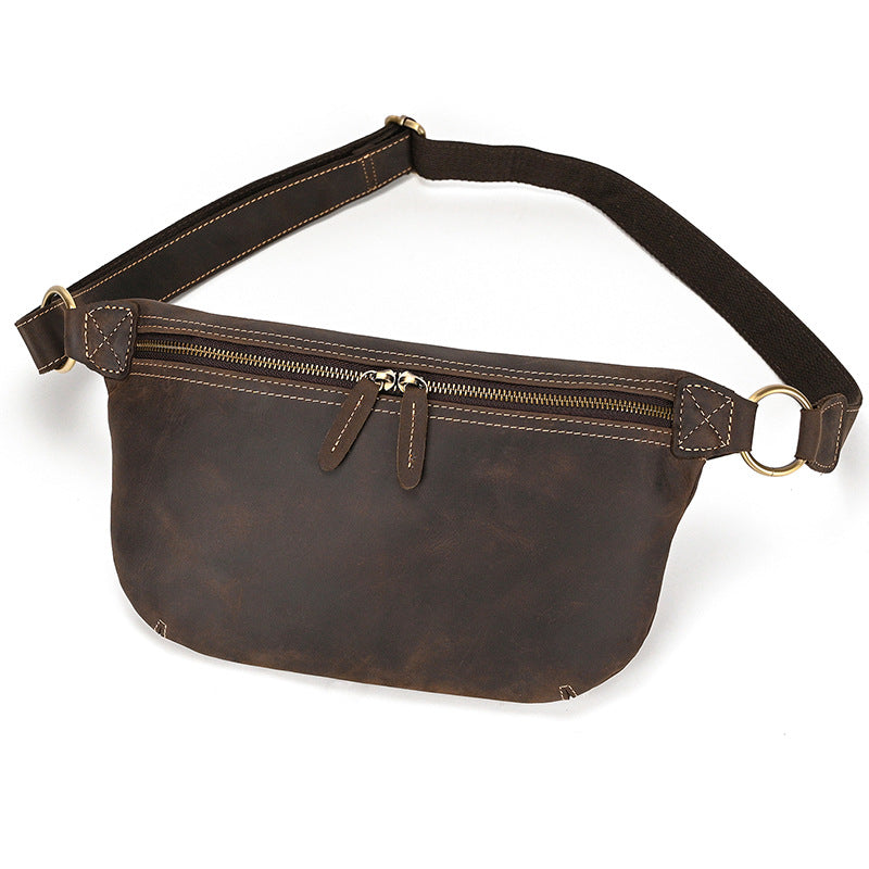 Men's Durable Retro Crazy Horse Leather Men's Chest Bags