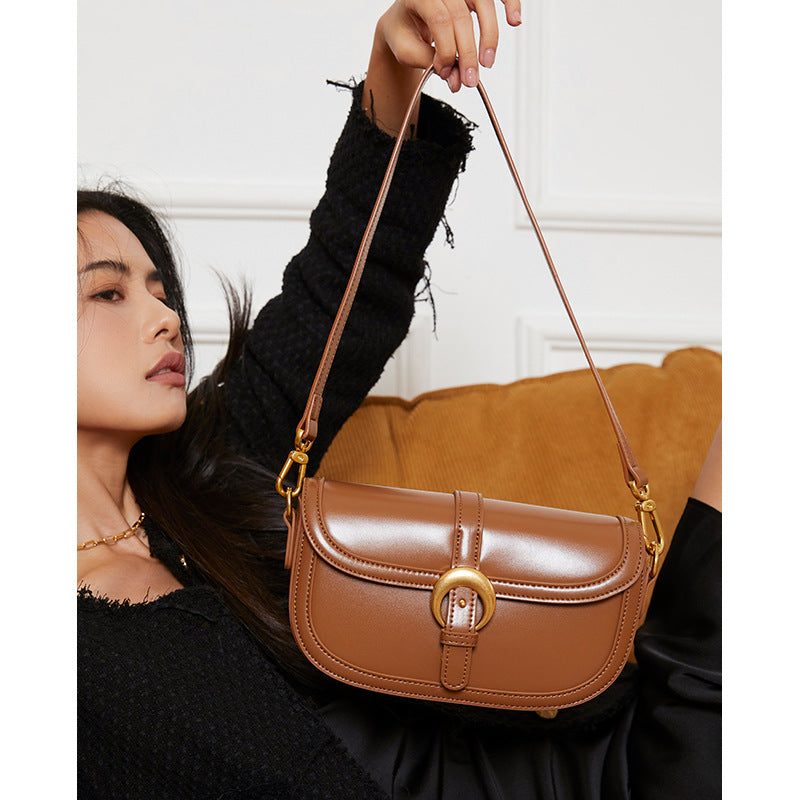 Women's Elegant Underarm Genuine Leather High-grade Design Small Square Bags