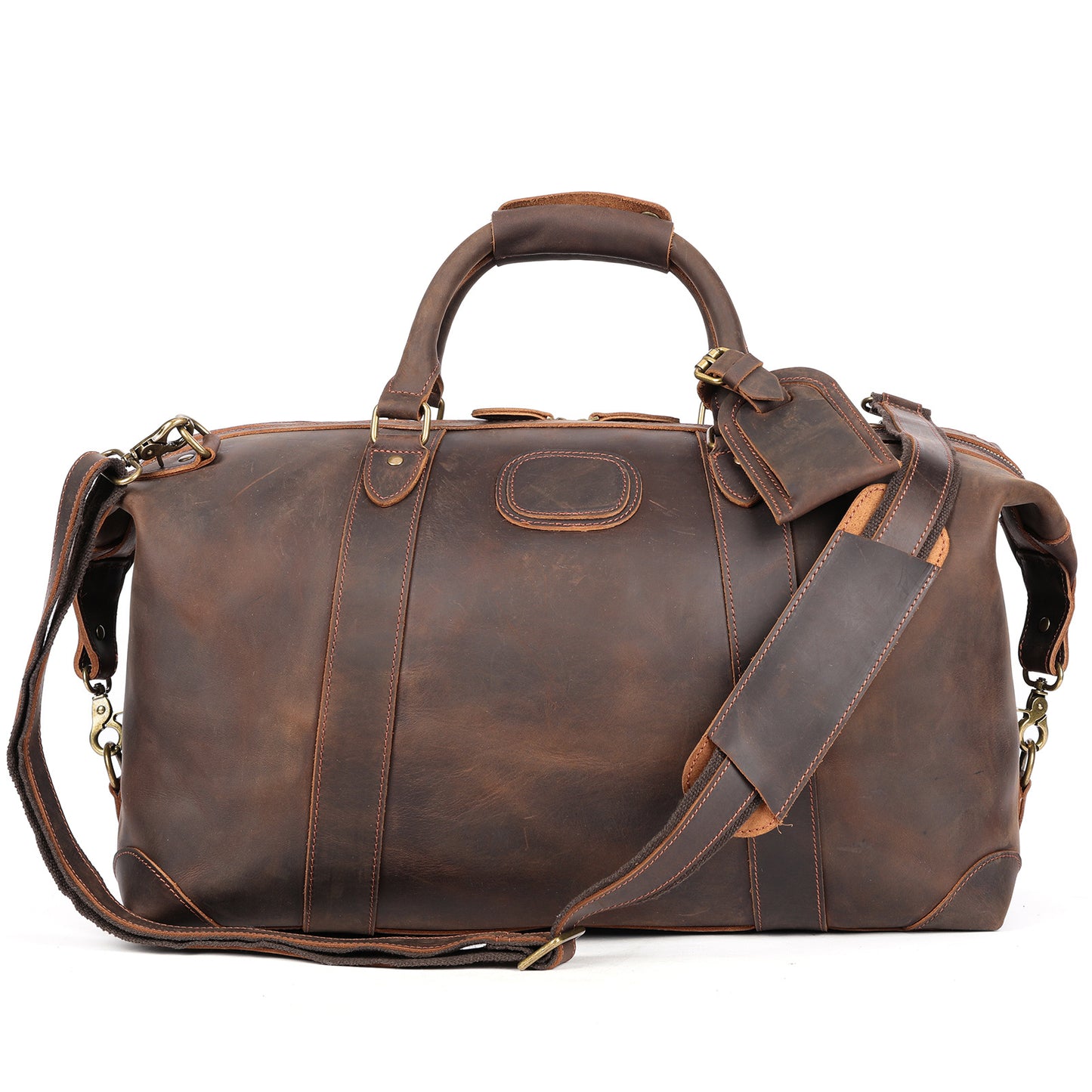 Men's Crazy Horse Leather Handmade Retro Large Travel Bags