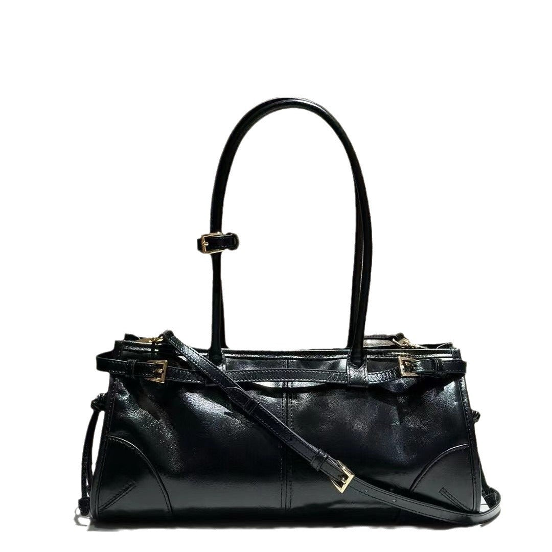 Wax Leather Long Underarm Vintage Pair Shoulder Bags
