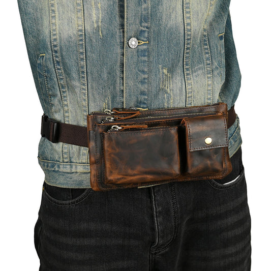Men's Layer Crazy Horse Skin Cowhide Trendy Men's Chest Bags