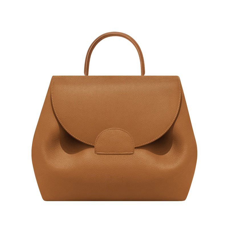 French Design Camel Lychee Cowhide Stitching Bags