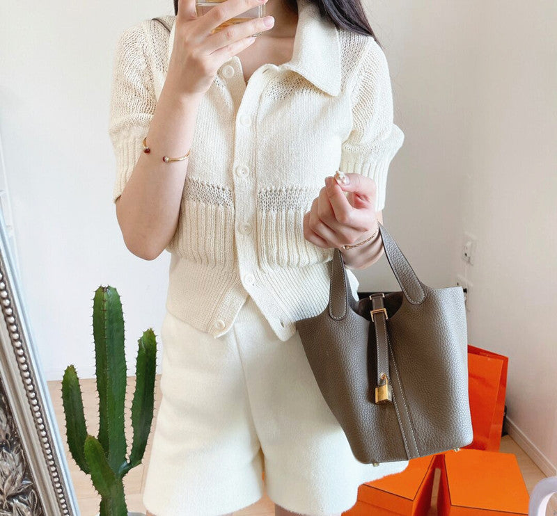 Women's Mother Vegetable Basket Litchi Pattern First Shoulder Bags