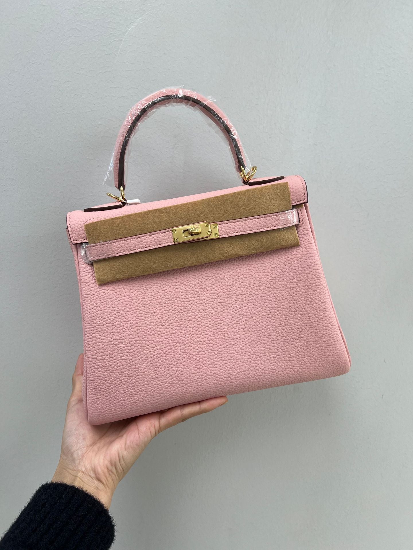 Women's Quality Kelly Lychee Pattern Calfskin Portable Crossbody Bags