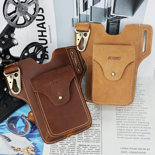 Men's Genuine Leather Business Retro Crazy Horse Men's Waist Packs