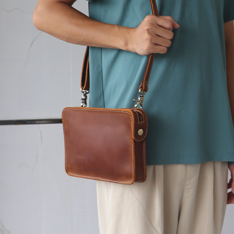 Men's Leather Horizontal First Layer Cowhide Crazy Men's Shoulder Bags