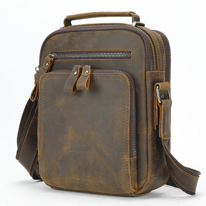 Genuine Leather Retro Crazy Horse Multifunctional Men's Shoulder Bags