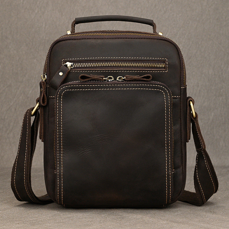Men's Crazy Horse Leather Large Capacity Retro Men's Shoulder Bags