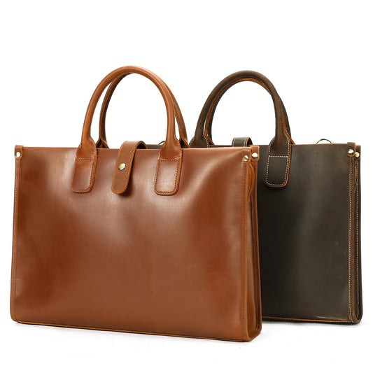 Men's Horse Leather Cowhide Large Capacity Computer Men's Briefcases