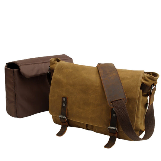 Men's Waterproof Oil Wax Canvas Graphy Vintage Men's Messenger Bags