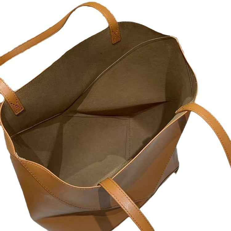 Layer Cowhide Large Capacity Geometric Portable Bags