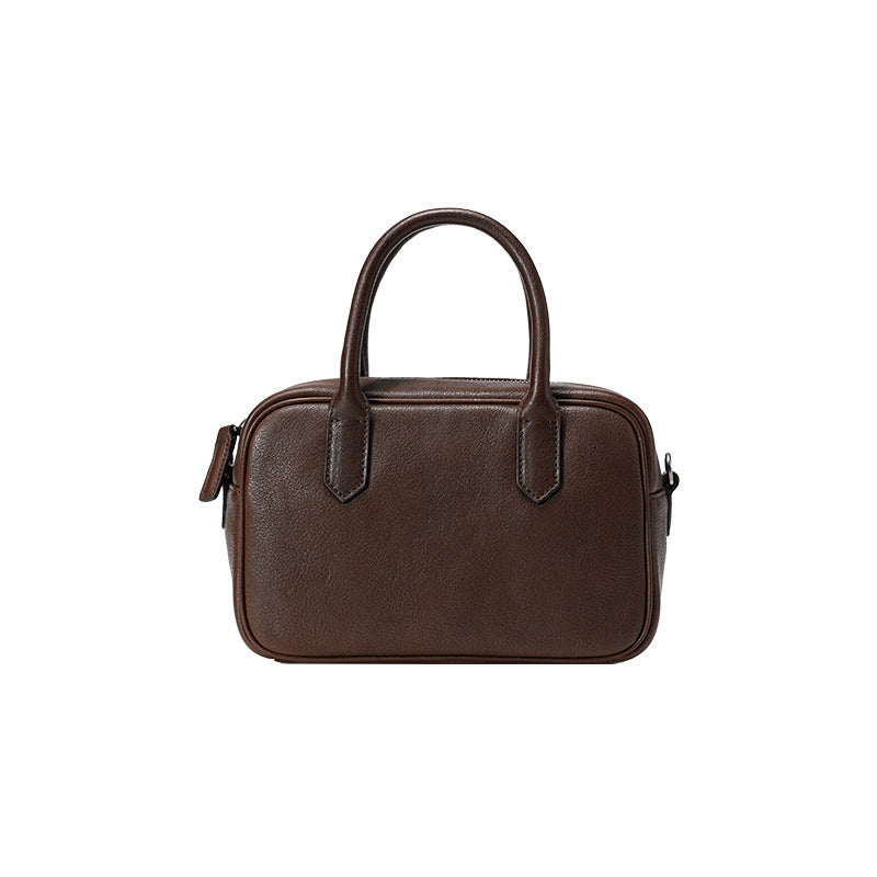Women's Wide Vegetable Tanning Leather Portable Bowling Bags