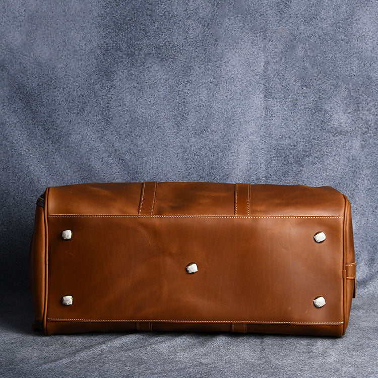 Men's Crazy Horse Leather Portable Genuine Big Shoe Storage Travel Bags