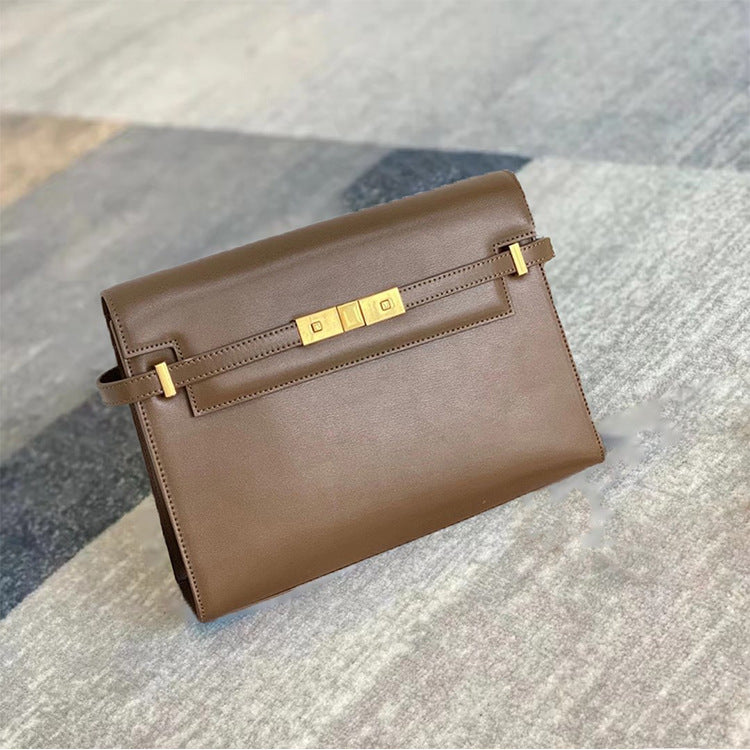 Women's Genuine Leather Cowhide Kelly Baguette Simple Shoulder Bags