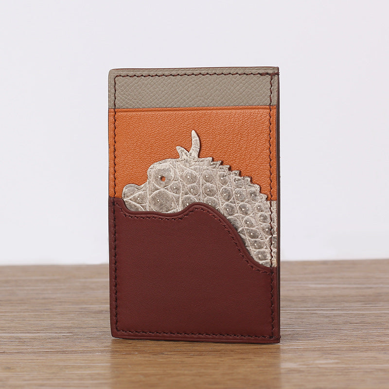 Zodiac Crocodile Sheepskin Hand Sewing Multiple Card Holder
