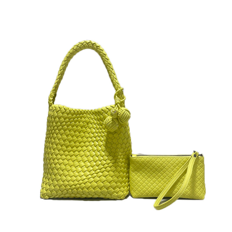 Hand-woven Double Ball Portable Fashion Vegetable Bucket Bags