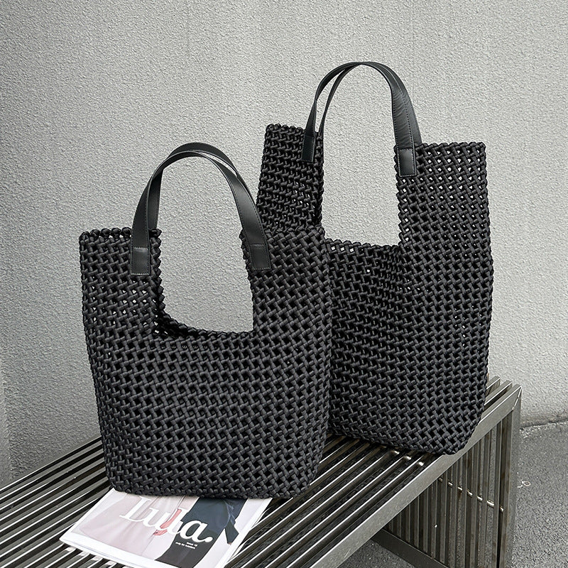 Luxury Hand-woven Silk Satin Windmill Knot Hollow Handbags