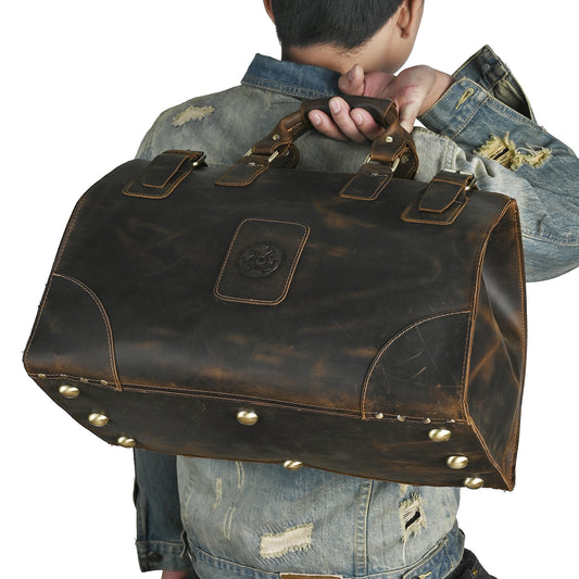 Men's Crazy Horse Skin Cowhide Original Retro Travel Bags