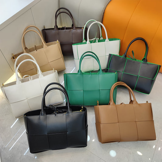 Women's Cowhide Hand-woven Fashion Genuine Leather Portable Tote Bags