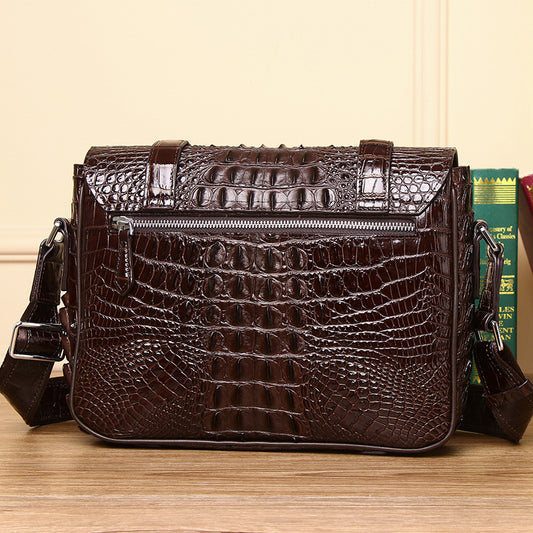 Men's Simple Cambridge Genuine Leather Crocodile Pattern Men's Messenger Bags