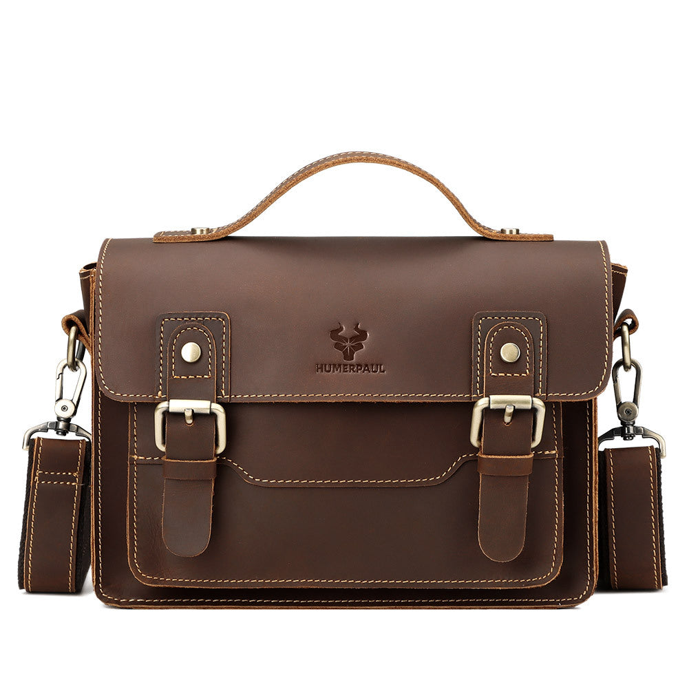 Men's Crazy Horse Leather First Layer Cowhide Men's Shoulder Bags