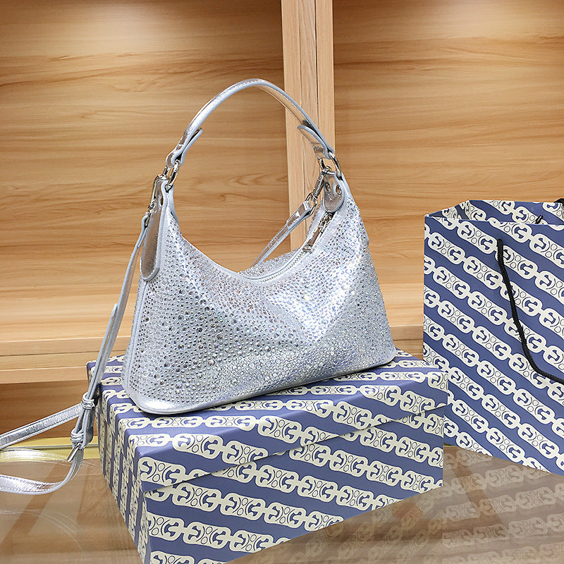 Women's French Entry Lux Portable Rhinestone High-grade Tote Bags