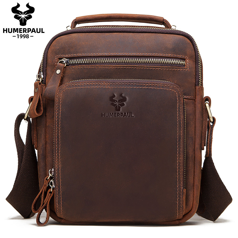 Men's Leather Crazy Horse Oil Wax Men's Messenger Bags