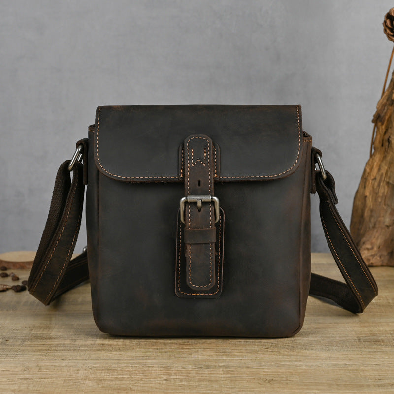 Men's First Layer Retro Crazy Horse Leather Cowhide Shoulder Bags