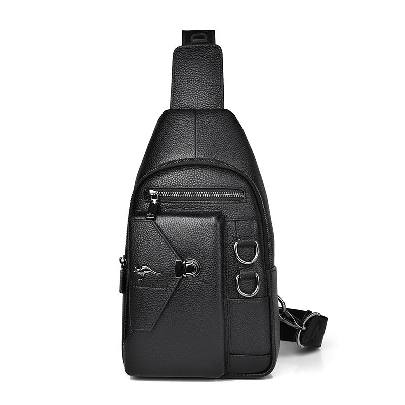 Men's Leather Cowhide Korean Style Trendy Men's Chest Bags