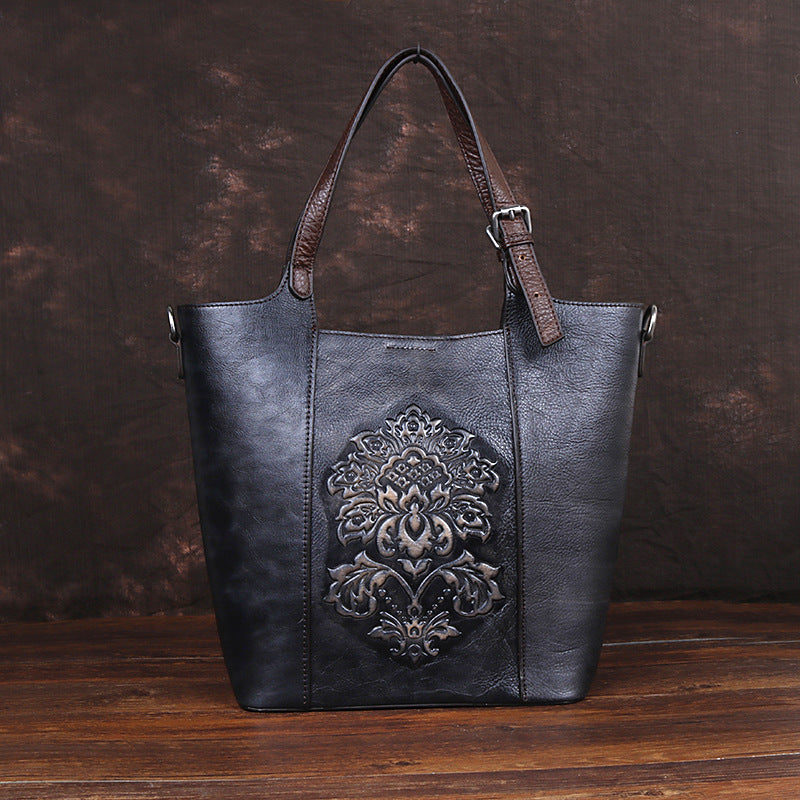 Women's Top Layer Leather Retro Chinese Style Crossbody Bags