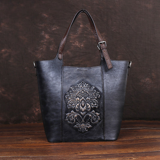 Women's Top Layer Leather Retro Chinese Style Crossbody Bags