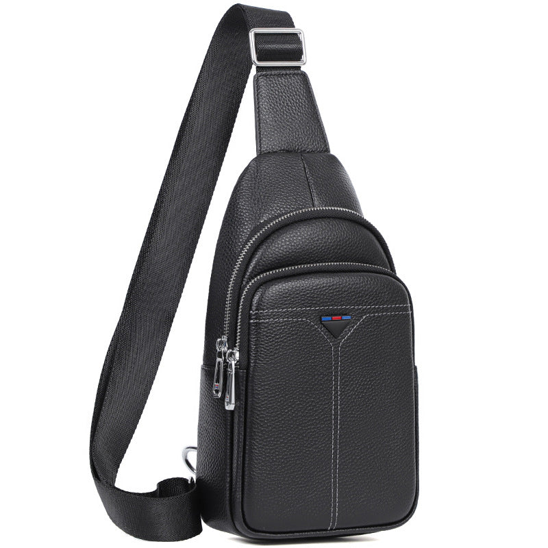 Men's First Layer Cowhide Simple Trendy Men's Chest Bags