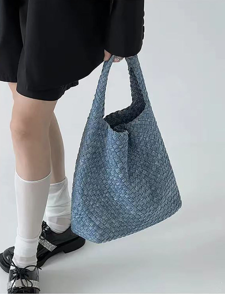 Denim Woven Large Capacity Totes One Arm Bags