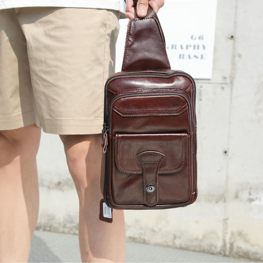 Men's Cowhide First Layer Retro Oil Wax Men's Messenger Bags