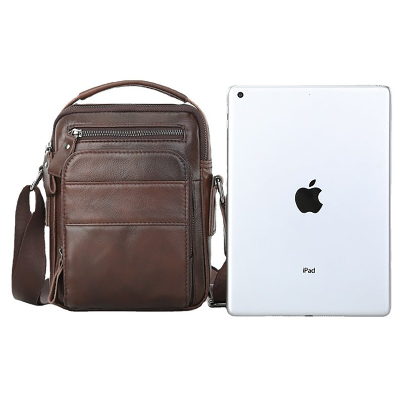 Men's Top Layer Cowhide Leather Vertical Business Men's Messenger Bags
