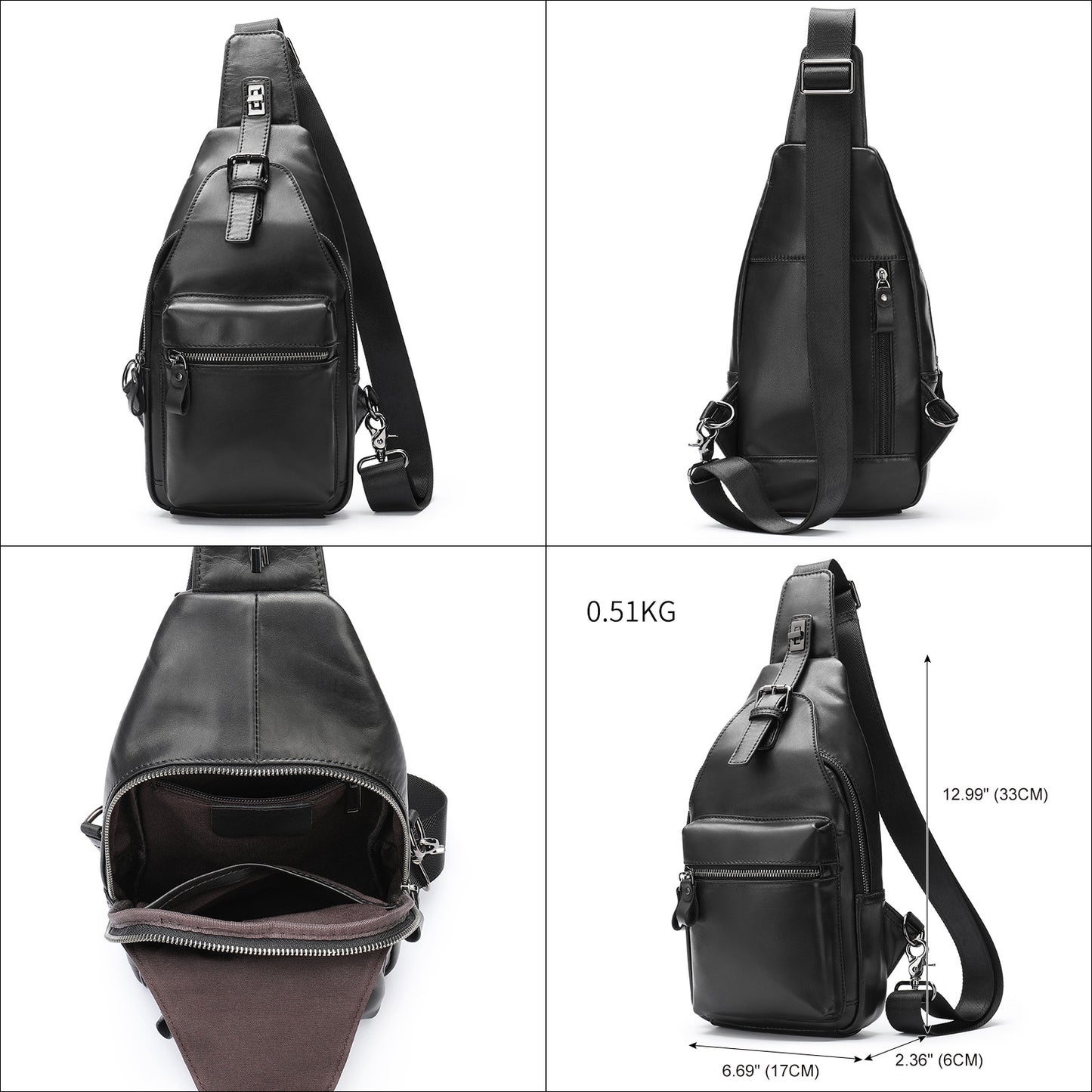 Men's First Layer Cowhide Genuine Leather Simple Men's Chest Bags
