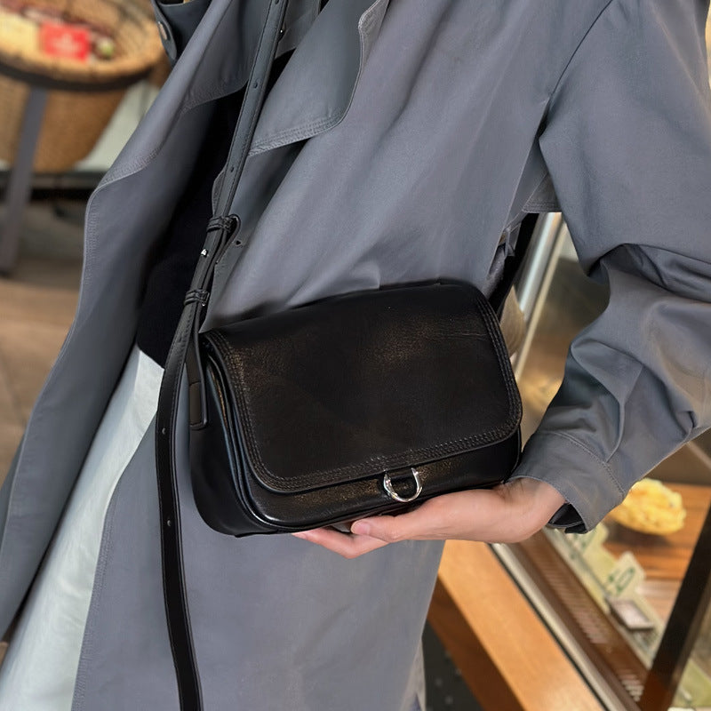Women's Top Layer Vegetable Tanning Leather Simple Shoulder Bags