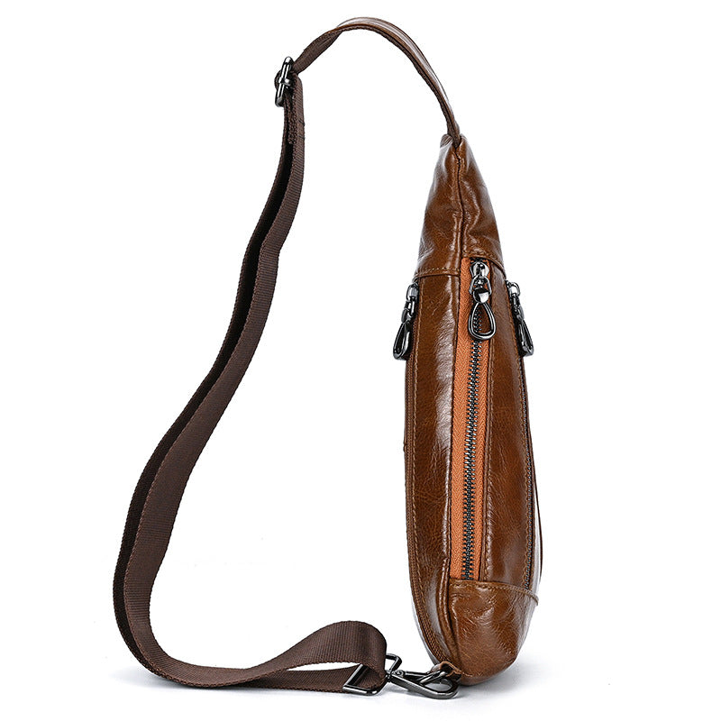 Men's Creative Fashion Leather First Layer Cowhide Men's Chest Bags