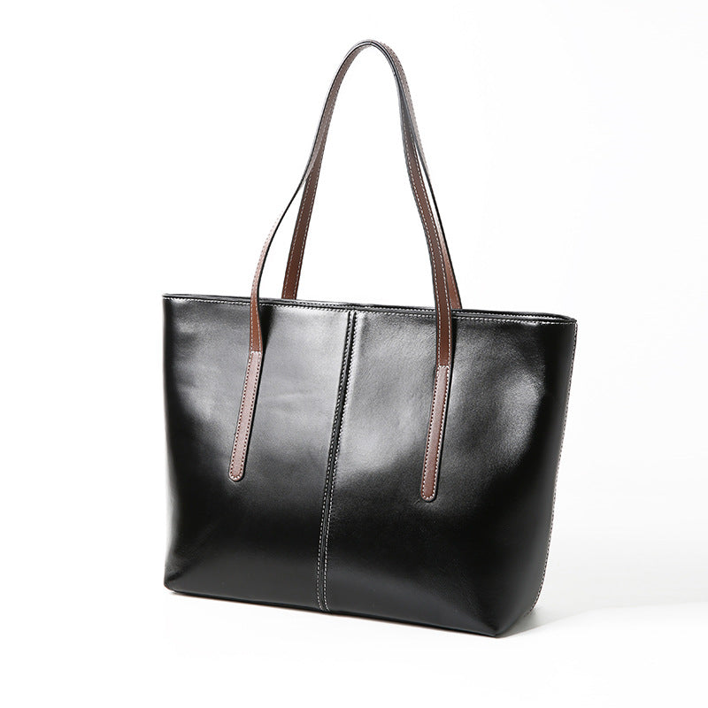 Women's Genuine Leather Portable Big Vegetable Tanned Cowhide Shoulder Bags
