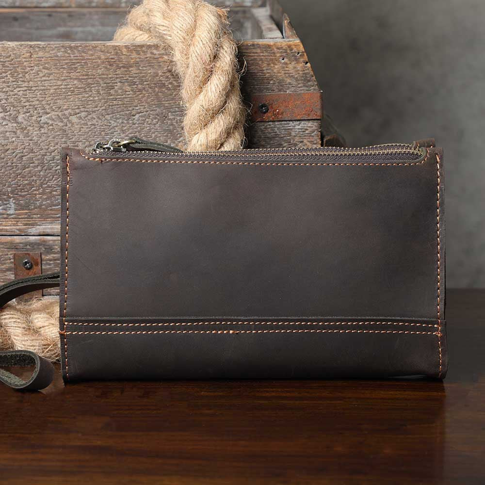 Cowhide Leather Classic Daily Practical Clutch Genuine Men's Messenger Bags