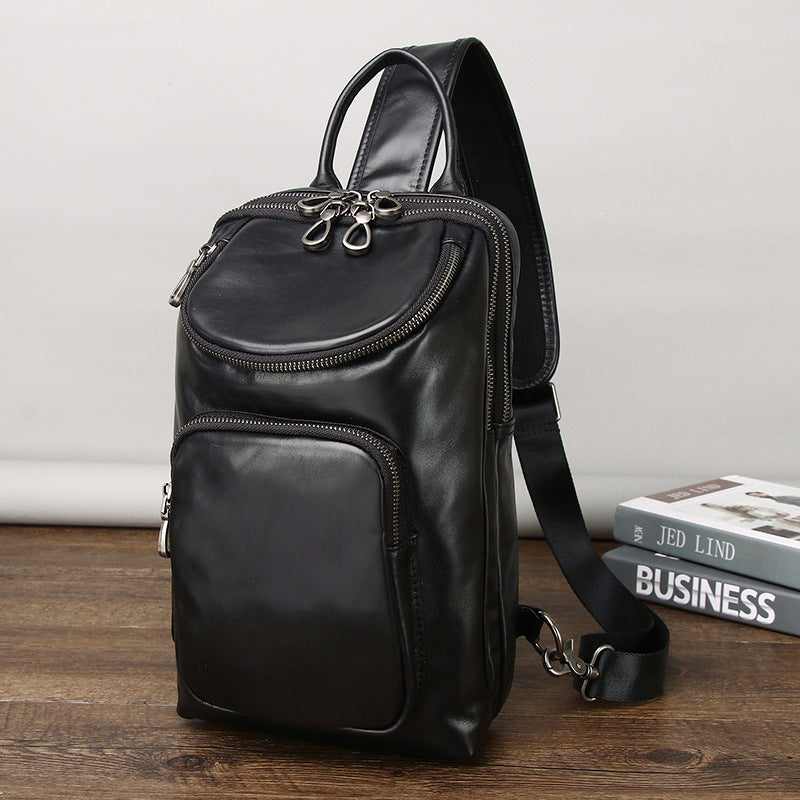 Men's Leather Large Capacity Fashion Trend Compartment Men's Chest Bags