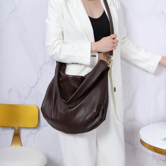Women's Large Capacity Korean Simple First Layer Shoulder Bags