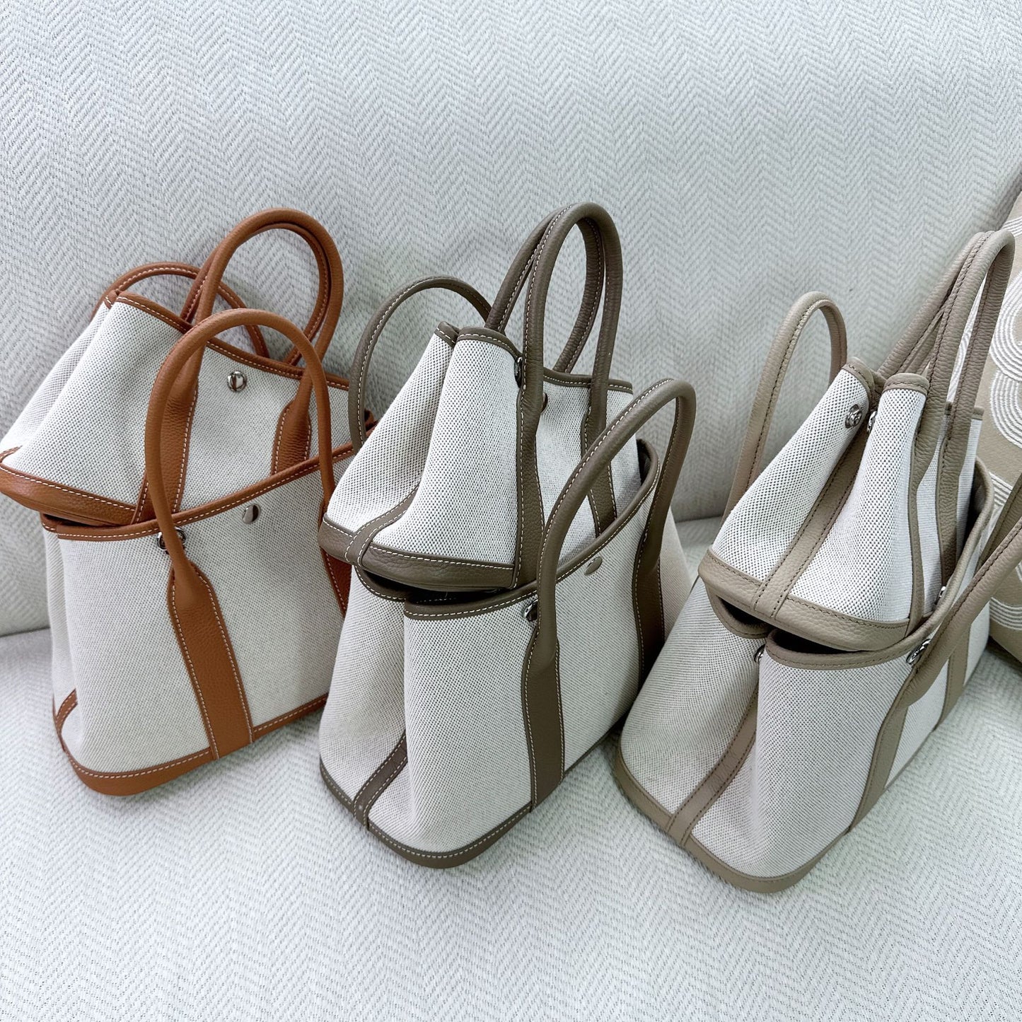 First Layer Cowhide Stitching Canvas Large Bucket Bags