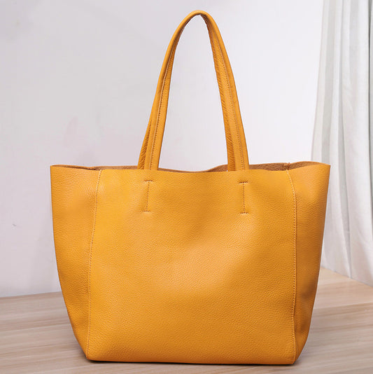Women's Milled Cowhide Large Capacity Soft Leather Tote Bags
