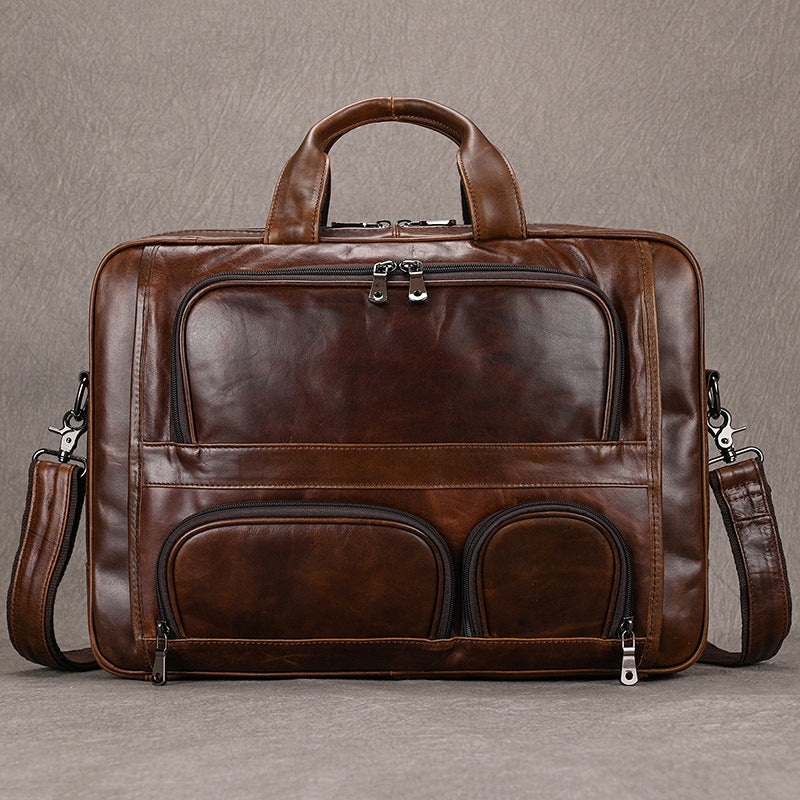 Men's Leather Large Capacity Business Cowhide Inch Men's Briefcases